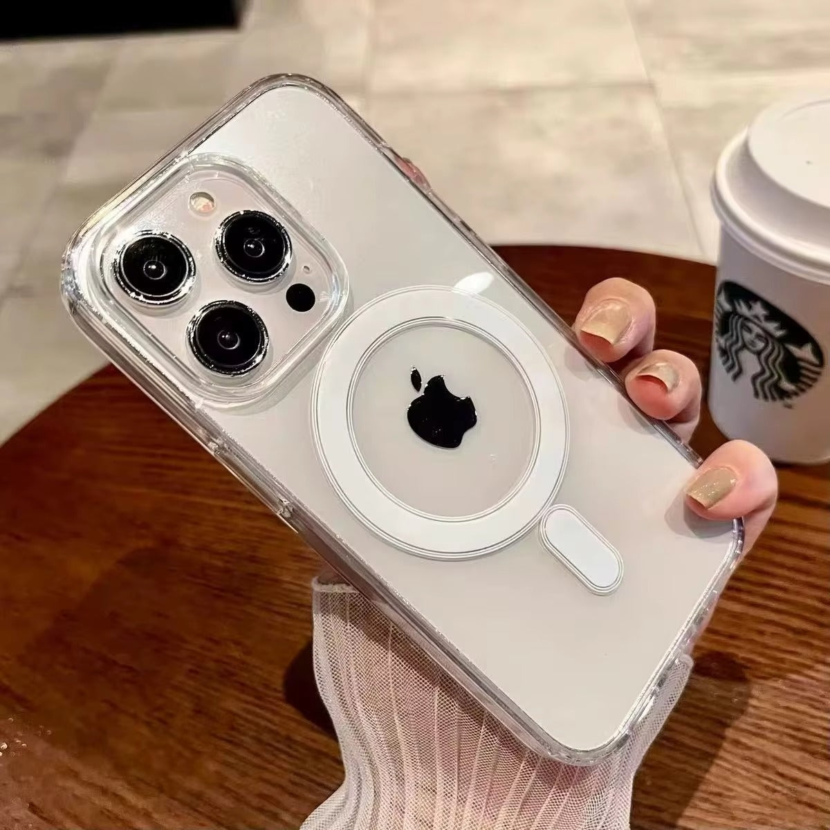 Luxury iPhone Case — MagSafe Transparent Shockproof PC Cover with Anti-Fingerprint Anti-Scratch Dustproof Slim-Fit Design