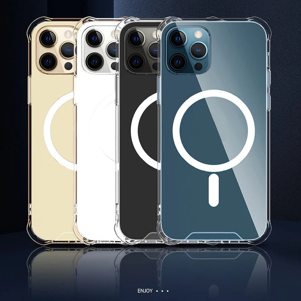 Luxury iPhone Case — MagSafe Transparent Shockproof PC Cover with Anti-Fingerprint Anti-Scratch Dustproof Slim-Fit Design