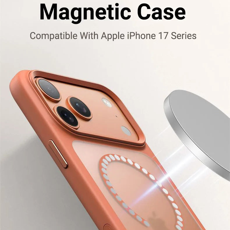 Luxury iPhone Case — MagSafe Transparent Soft Cover with Metal Buttons, Skin-Feel Matte Design, Shockproof Anti-Fingerprint Non-Slip Protection
