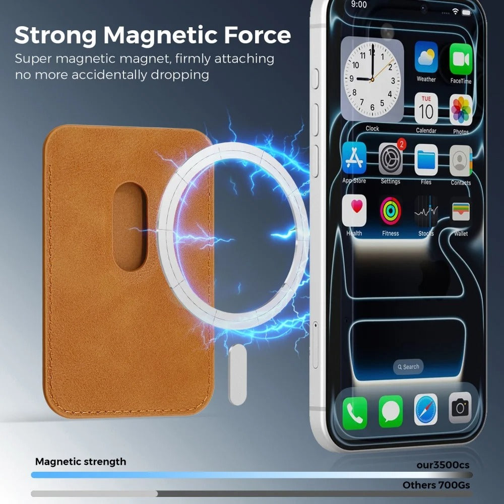 Luxury iPhone Case — Magnetic 2-in-1 Leather Card-Holder Cover with Shockproof Dual-Layer Protection, Anti-Fingerprint Non-Slip Design & Wireless-Charging Support