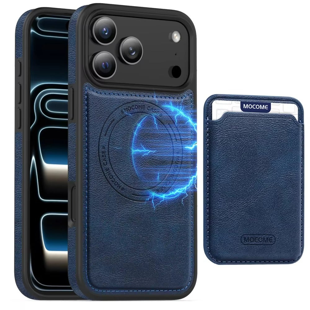 Luxury iPhone Case — Magnetic 2-in-1 Leather Card-Holder Cover with Shockproof Dual-Layer Protection, Anti-Fingerprint Non-Slip Design & Wireless-Charging Support