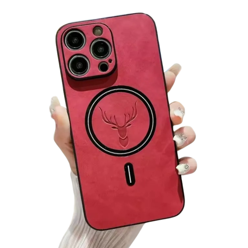 Luxury iPhone Case — Magnetic Deer Head Leather Cover with Shockproof Soft Protection, Wireless-Charging Support & Matte Anti-Fingerprint Design
