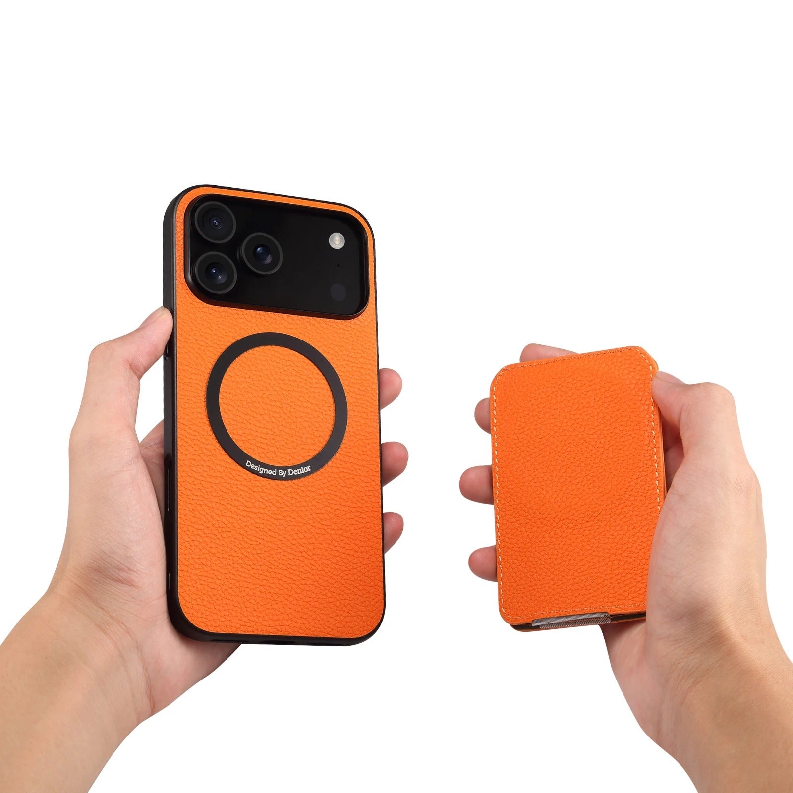 Luxury iPhone Case — Magnetic Detachable Card Slot Wallet with Stand, Full-Coverage PU Leather + PC TPU Shockproof Anti-Fingerprint Plain Design