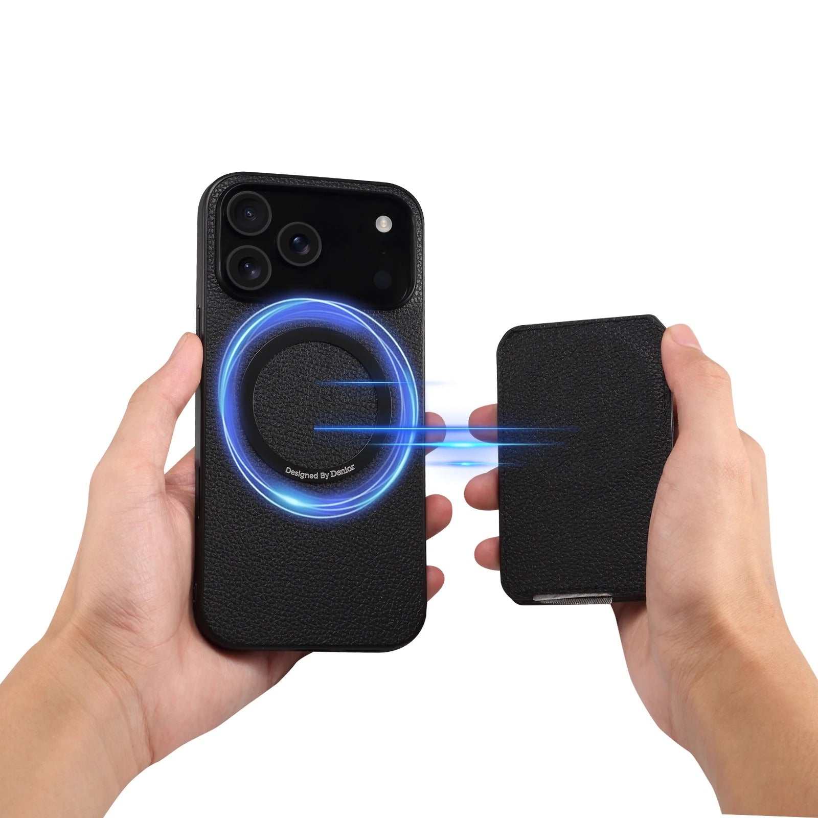 Luxury iPhone Case — Magnetic Detachable Card Slot Wallet with Stand, Full-Coverage PU Leather + PC TPU Shockproof Anti-Fingerprint Plain Design