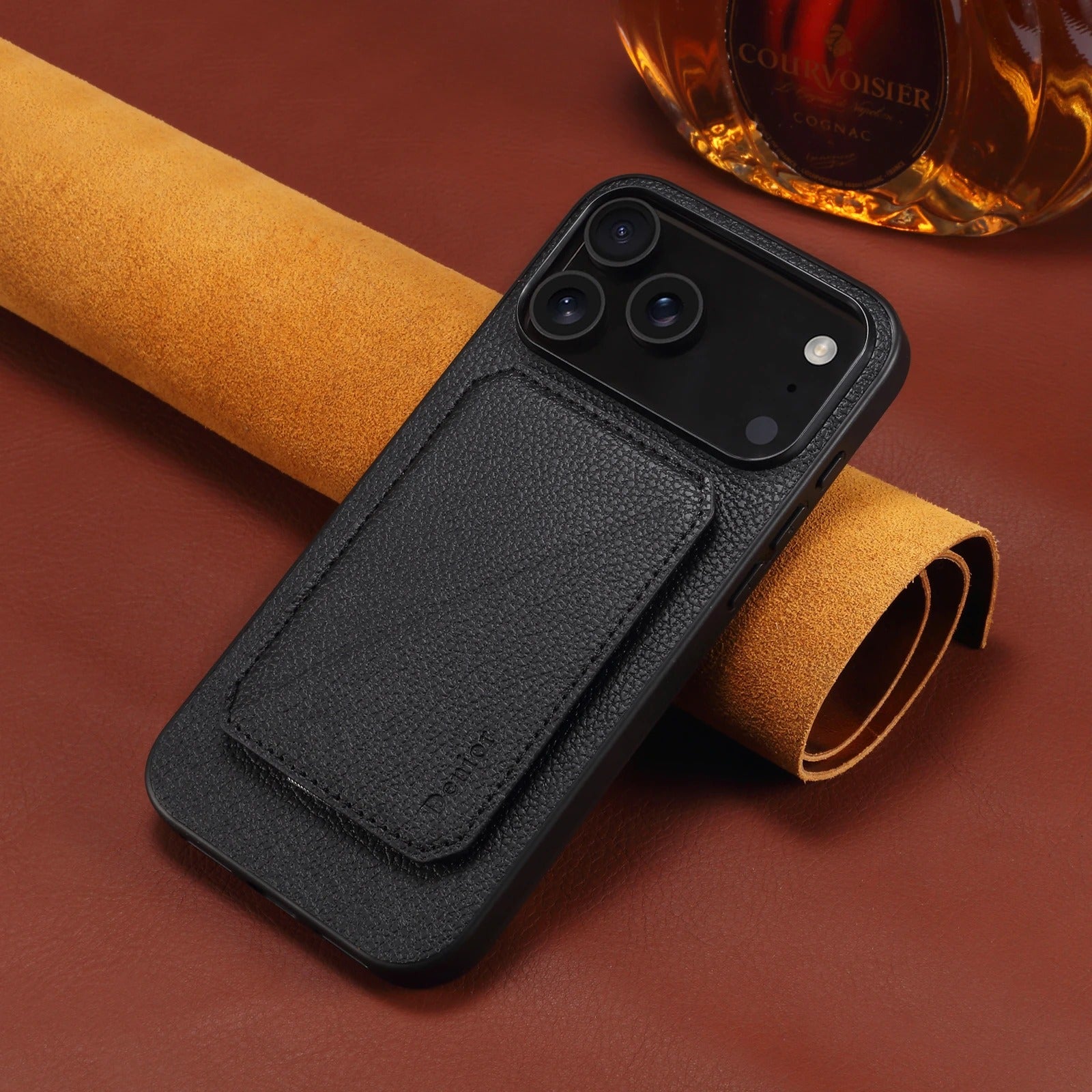 Luxury iPhone Case — Magnetic Detachable Card Slot Wallet with Stand, Full-Coverage PU Leather + PC TPU Shockproof Anti-Fingerprint Plain Design