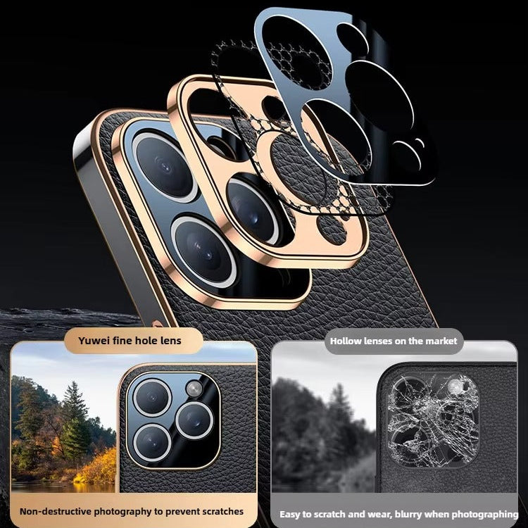 Luxury iPhone Case — Magnetic Genuine Leather Slim Cover with Precise Lens Protection, Anti-Drop Shockproof Design & Lightweight Premium Finish