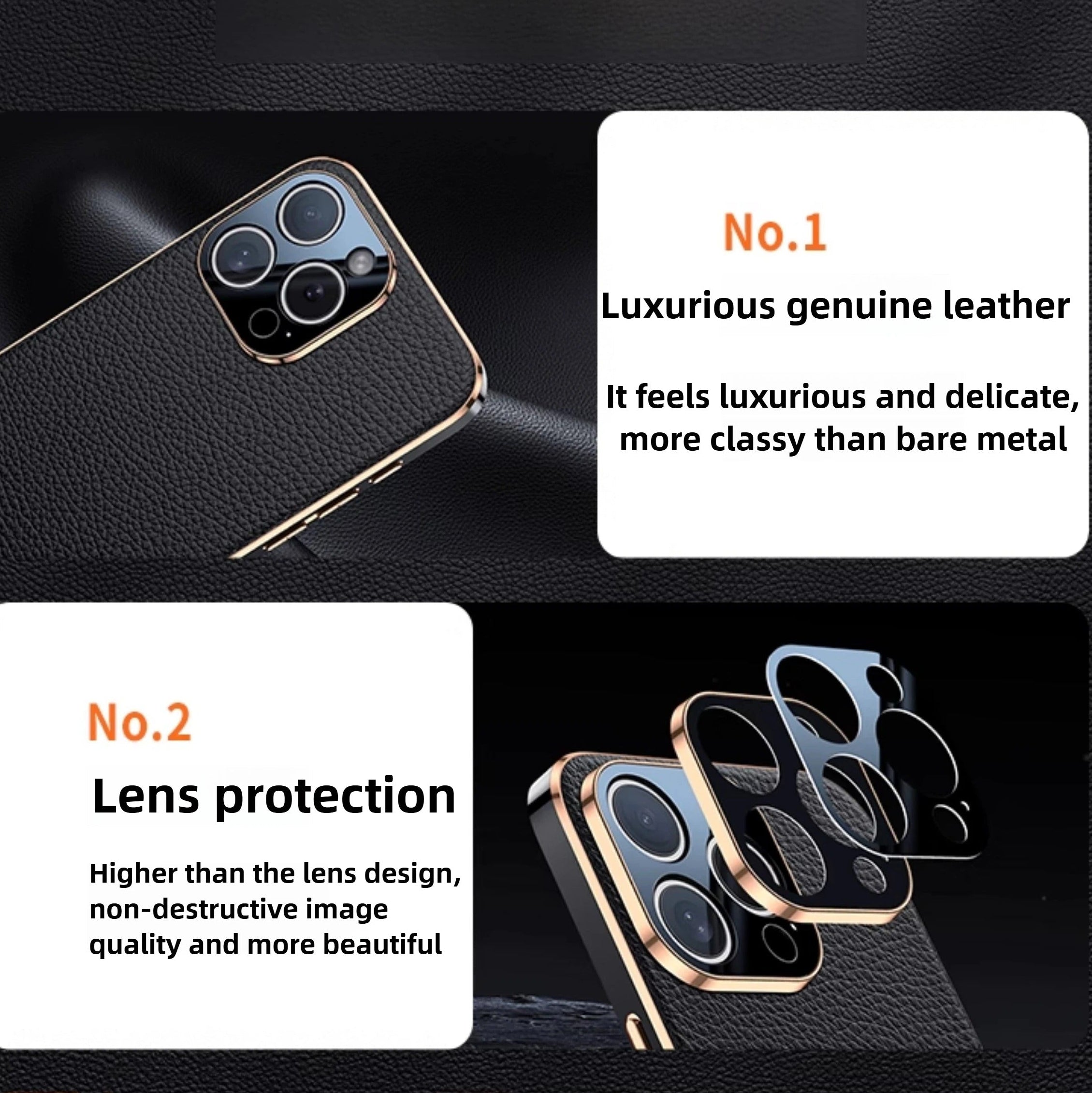 Luxury iPhone Case — Magnetic Genuine Leather Slim Cover with Precise Lens Protection, Anti-Drop Shockproof Design & Lightweight Premium Finish