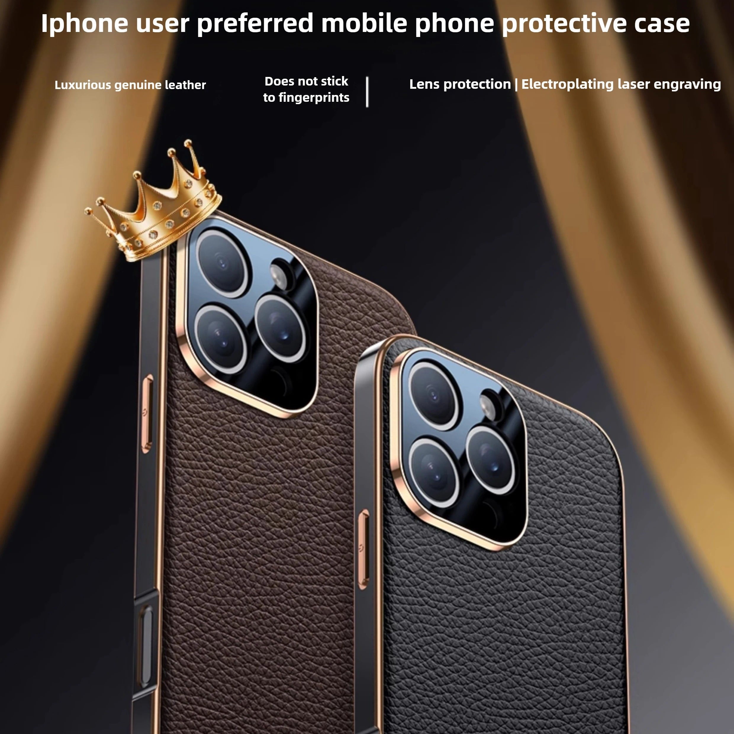 Luxury iPhone Case — Magnetic Genuine Leather Slim Cover with Precise Lens Protection, Anti-Drop Shockproof Design & Lightweight Premium Finish