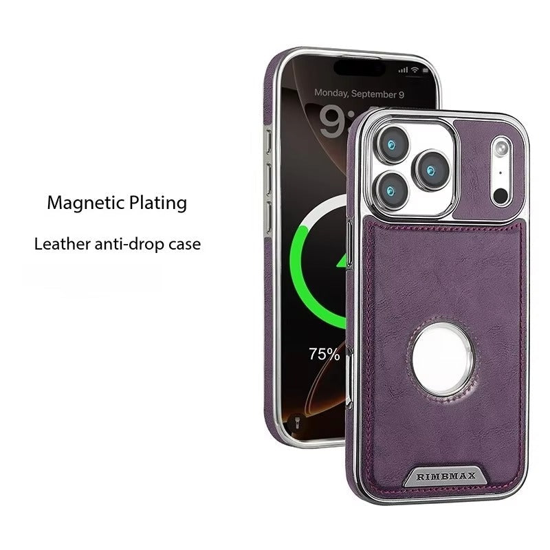 Luxury iPhone Case — Magnetic Leather Hybrid Cover with Wireless-Charging Safe Design, Anti-Fingerprint Anti-Scratch Dustproof Protection and Anti-Drop Build