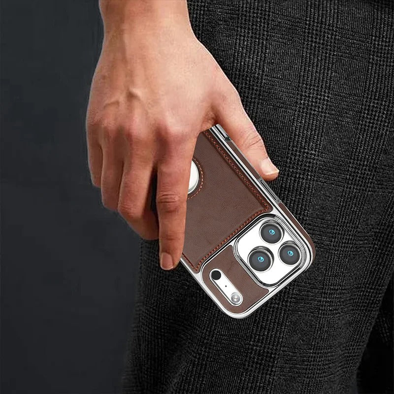 Luxury iPhone Case — Magnetic Leather Hybrid Cover with Wireless-Charging Safe Design, Anti-Fingerprint Anti-Scratch Dustproof Protection and Anti-Drop Build
