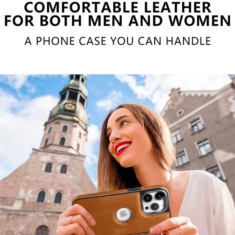 Luxury iPhone Case — Magnetic Leather Hybrid Cover with Wireless-Charging Safe Design, Anti-Fingerprint Anti-Scratch Dustproof Protection and Anti-Drop Build