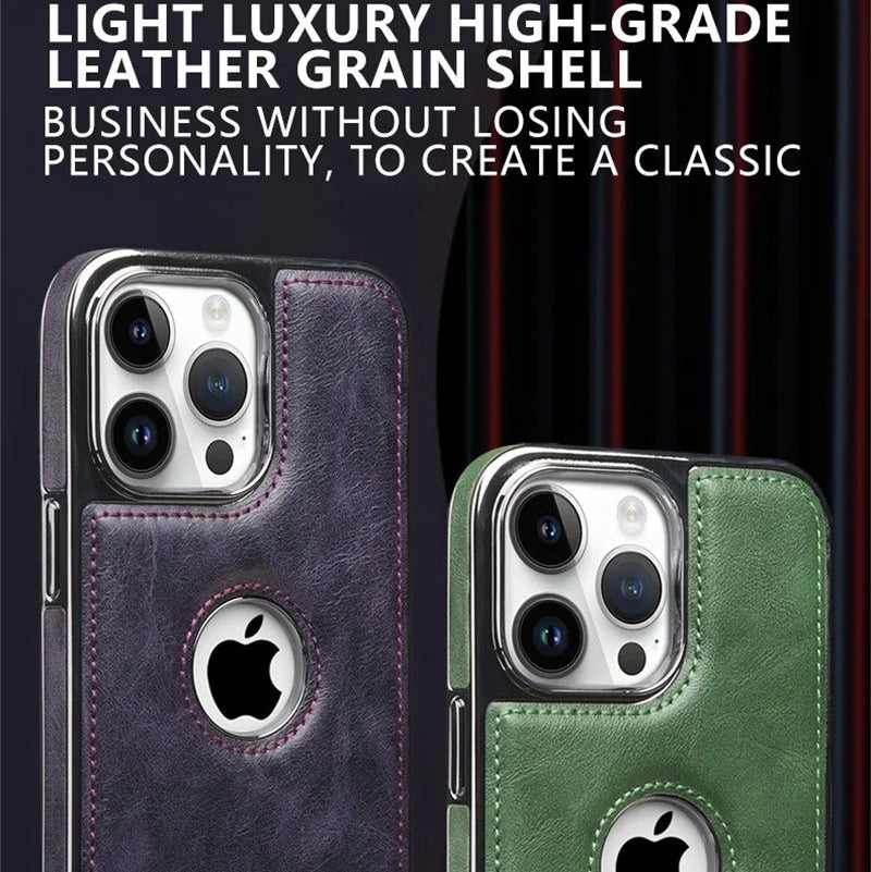 Luxury iPhone Case — Magnetic Leather Hybrid Cover with Wireless-Charging Safe Design, Anti-Fingerprint Anti-Scratch Dustproof Protection and Anti-Drop Build