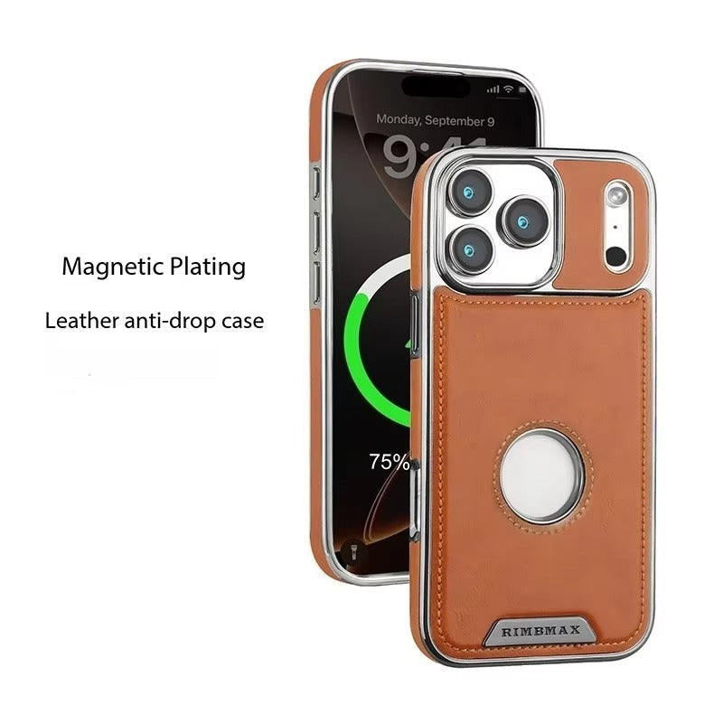 Luxury iPhone Case — Magnetic Leather Hybrid Cover with Wireless-Charging Safe Design, Anti-Fingerprint Anti-Scratch Dustproof Protection and Anti-Drop Build