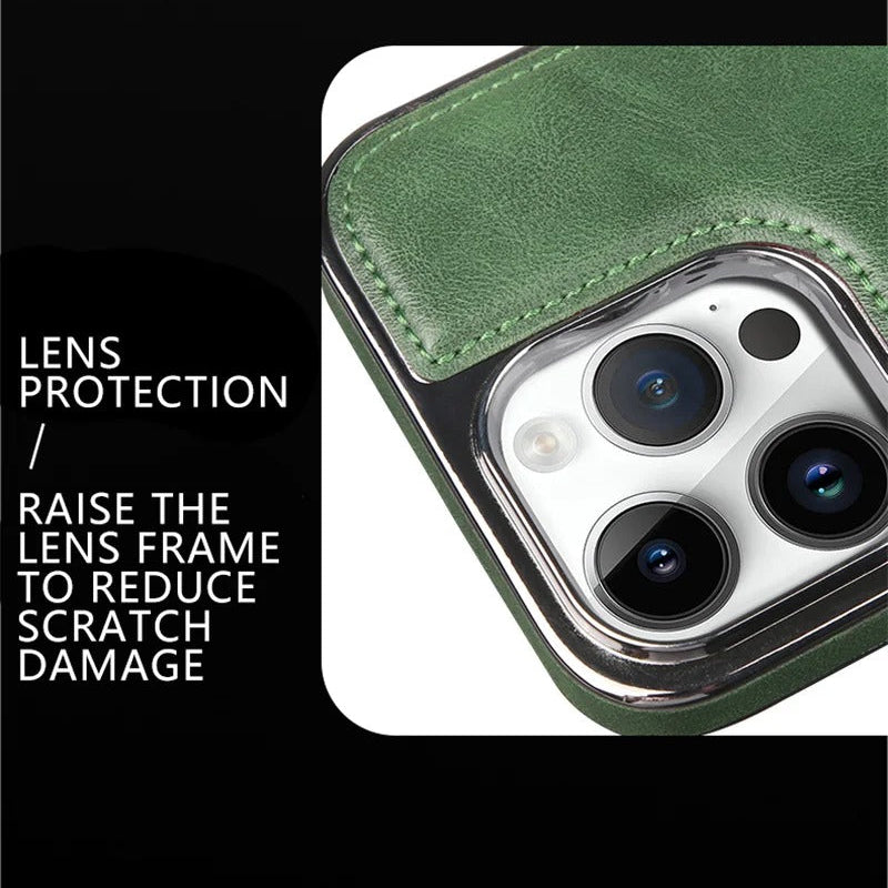 Luxury iPhone Case — Magnetic Leather Hybrid Cover with Wireless-Charging Safe Design, Anti-Fingerprint Anti-Scratch Dustproof Protection and Anti-Drop Build