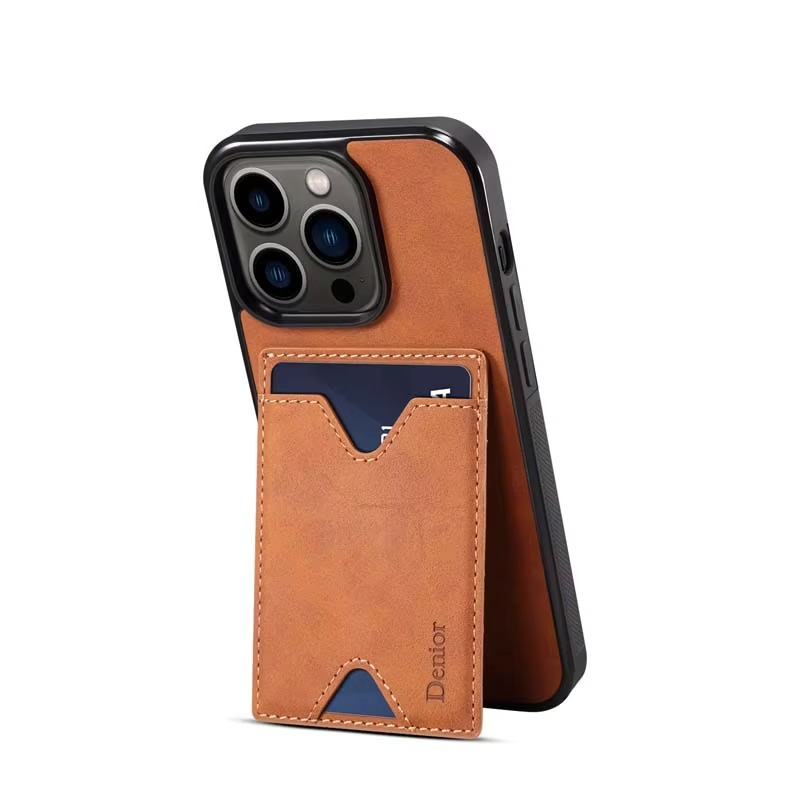 Luxury iPhone Case — Magnetic PU Leather Back Cover with Card Slot, Invisible Stand Holder, Anti-Fingerprint Scratch-Resistant Design