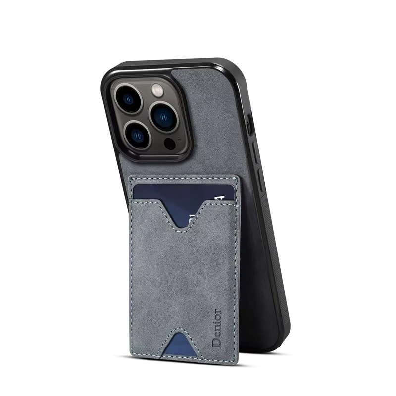 Luxury iPhone Case — Magnetic PU Leather Back Cover with Card Slot, Invisible Stand Holder, Anti-Fingerprint Scratch-Resistant Design