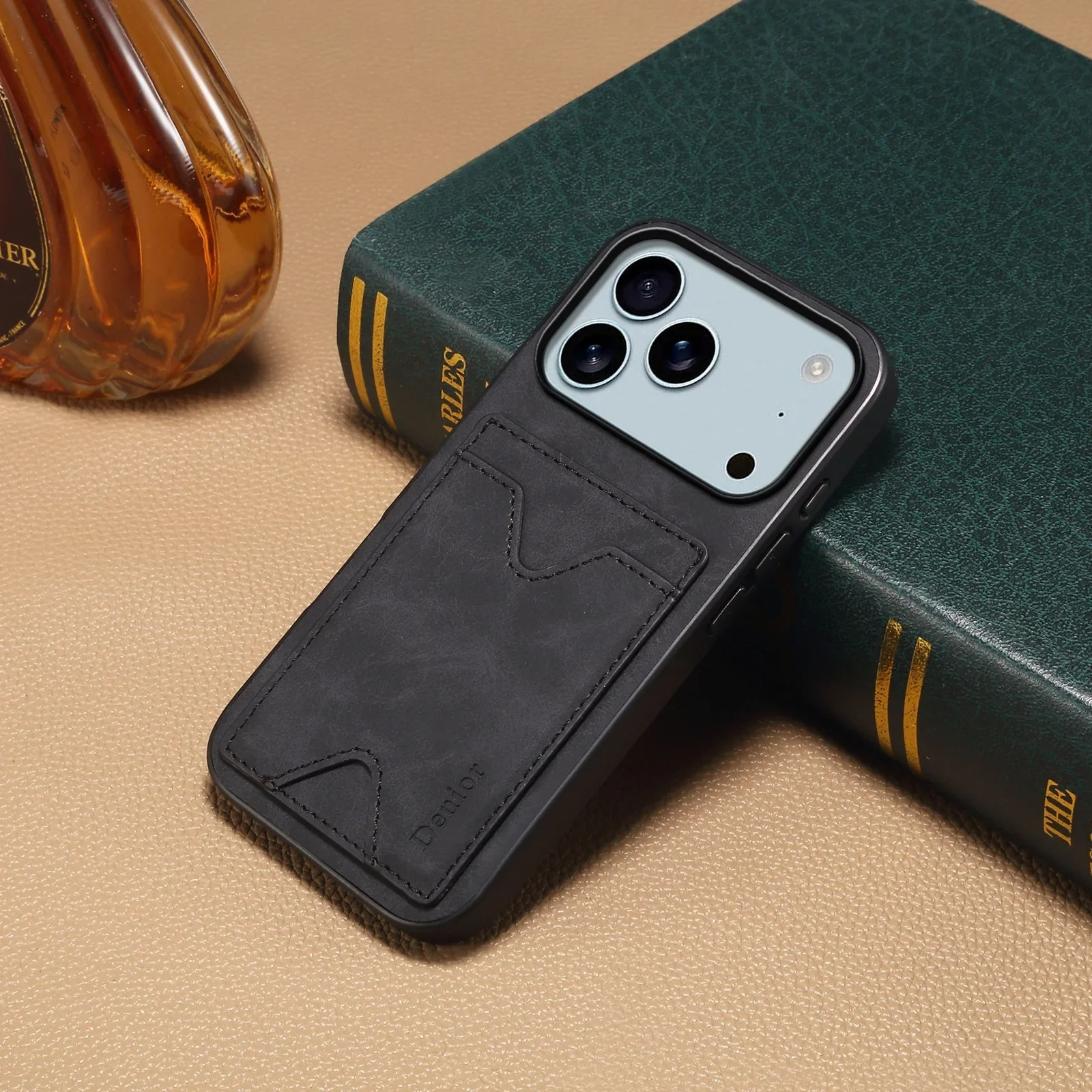 Luxury iPhone Case — Magnetic PU Leather Back Cover with Card Slot, Invisible Stand Holder, Anti-Fingerprint Scratch-Resistant Design