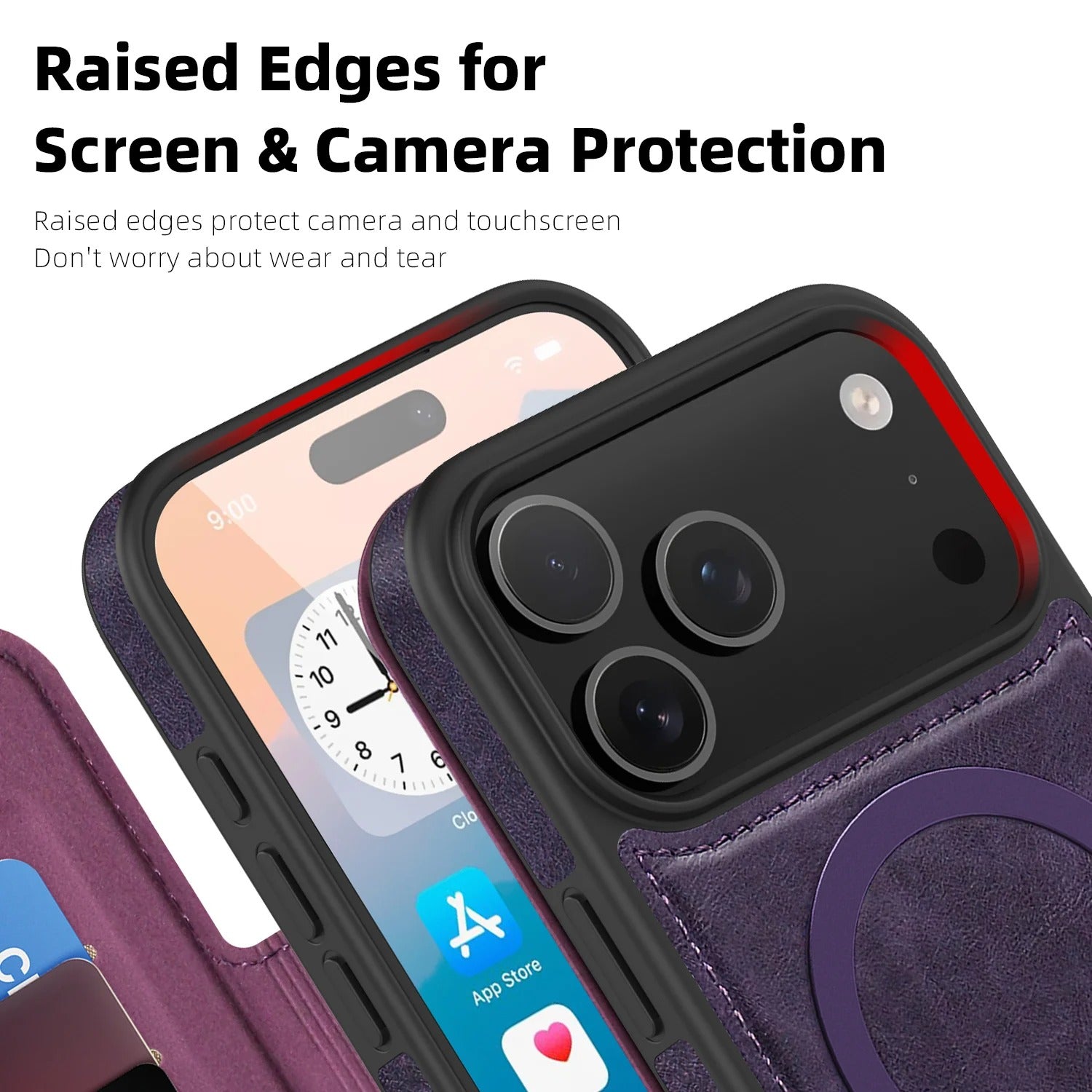 Luxury iPhone Case — Magnetic RFID-Blocking Flip Leather Wallet Cover with Kickstand, Card Storage, Shockproof Dual-Layer Protection and Wireless-Charging Compatibility