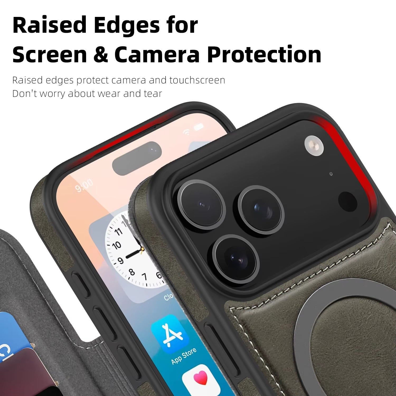 Luxury iPhone Case — Magnetic RFID-Blocking Flip Leather Wallet Cover with Kickstand, Card Storage, Shockproof Dual-Layer Protection and Wireless-Charging Compatibility