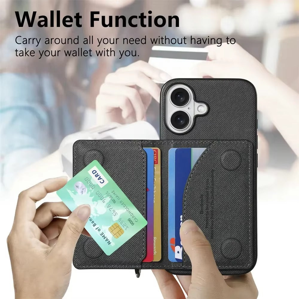 Luxury iPhone Case — Magnetic RFID-Blocking PU Leather Wallet Cover with Zipper Card Holder, Shockproof Anti-Fingerprint Dustproof Design