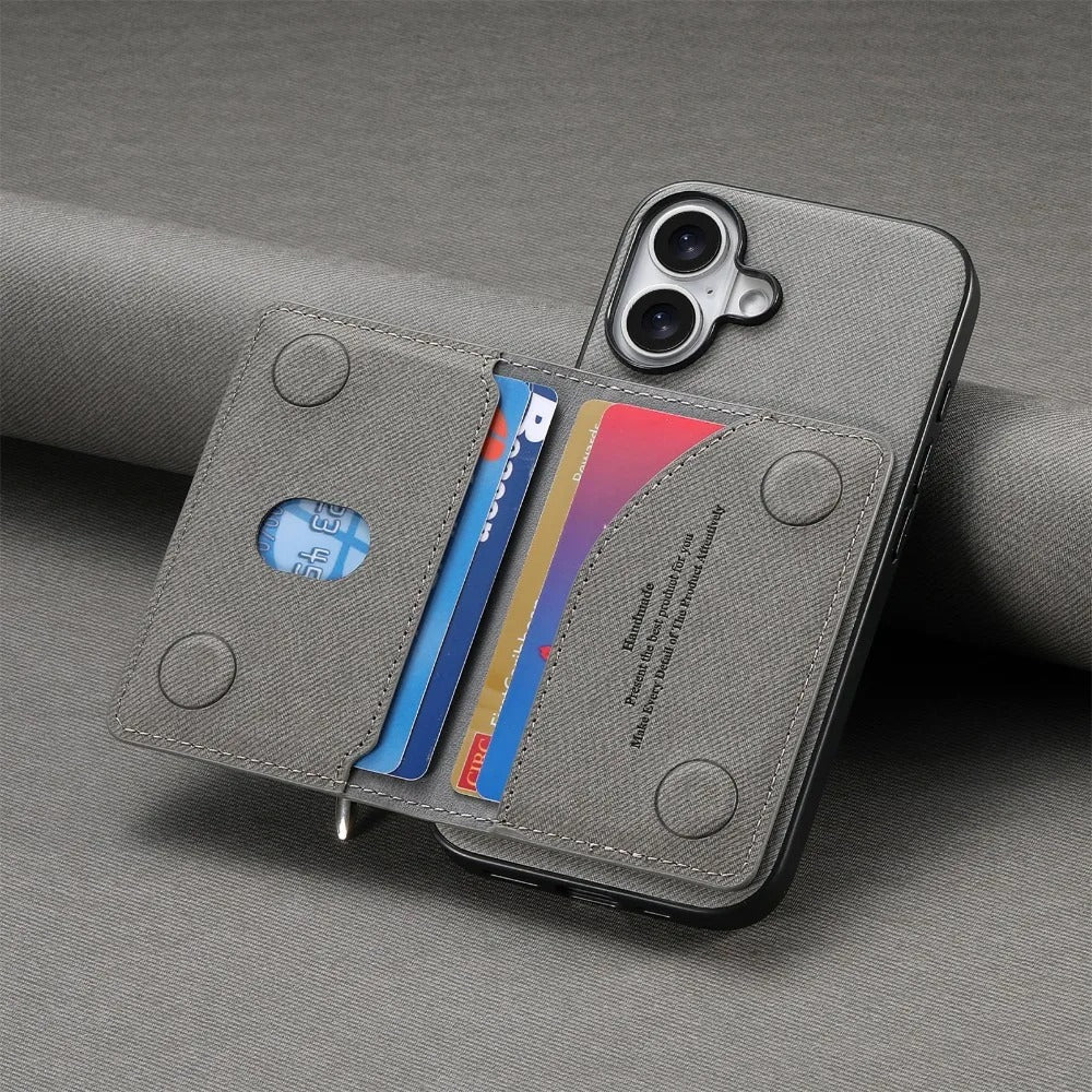 Luxury iPhone Case — Magnetic RFID-Blocking PU Leather Wallet Cover with Zipper Card Holder, Shockproof Anti-Fingerprint Dustproof Design