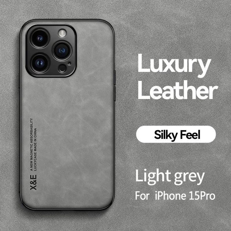 Luxury iPhone Case — Magnetic Sheepskin Leather Soft Bumper Cover with Shockproof Matte Anti-Fingerprint Design & Non-Slip Dustproof Protection