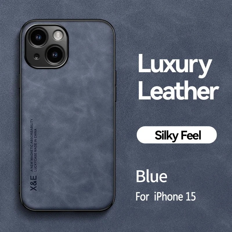Luxury iPhone Case — Magnetic Sheepskin Leather Soft Bumper Cover with Shockproof Matte Anti-Fingerprint Design & Non-Slip Dustproof Protection