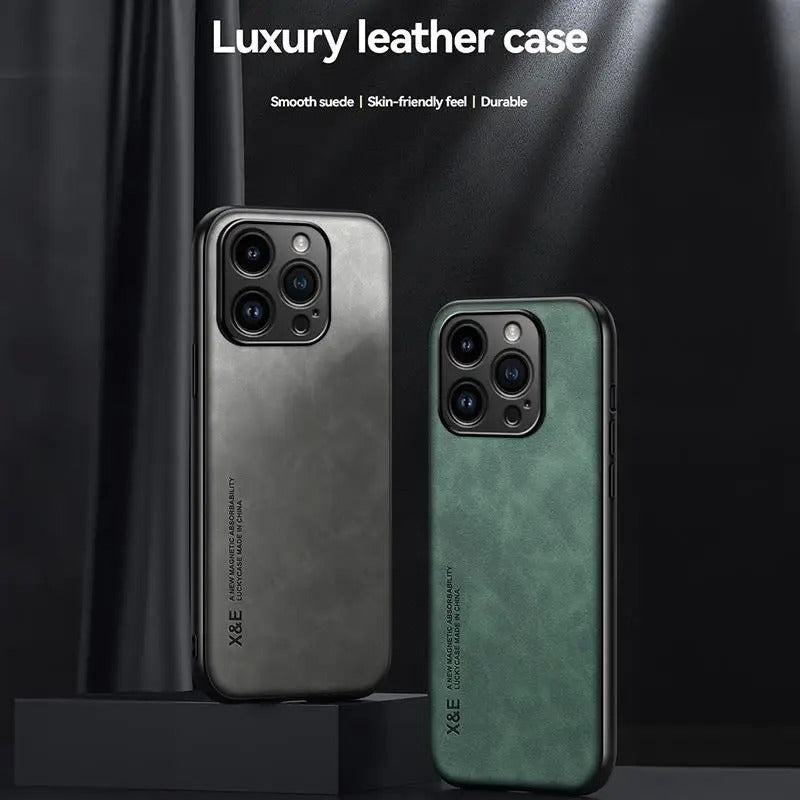 Luxury iPhone Case — Magnetic Sheepskin Leather Soft Bumper Cover with Shockproof Matte Anti-Fingerprint Design & Non-Slip Dustproof Protection