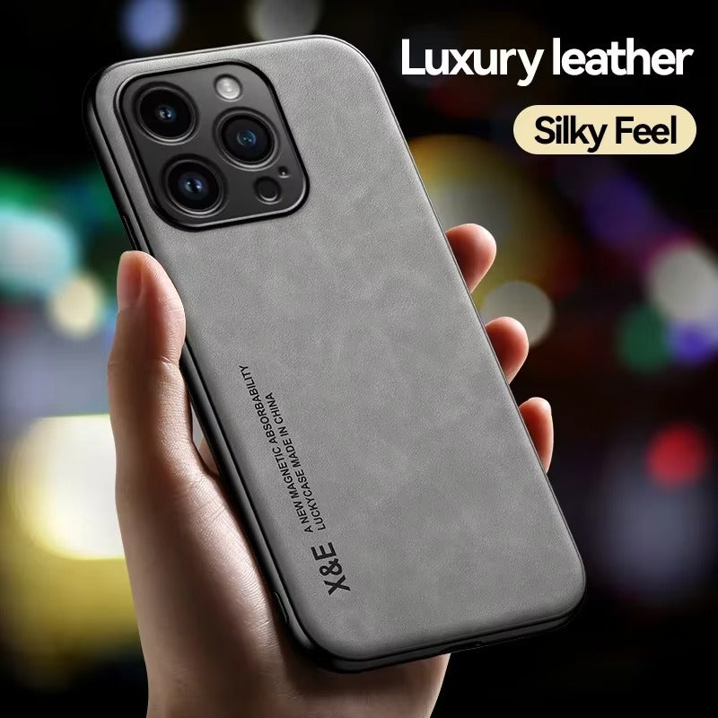 Luxury iPhone Case — Magnetic Sheepskin Leather Soft Bumper Cover with Shockproof Matte Anti-Fingerprint Design & Non-Slip Dustproof Protection