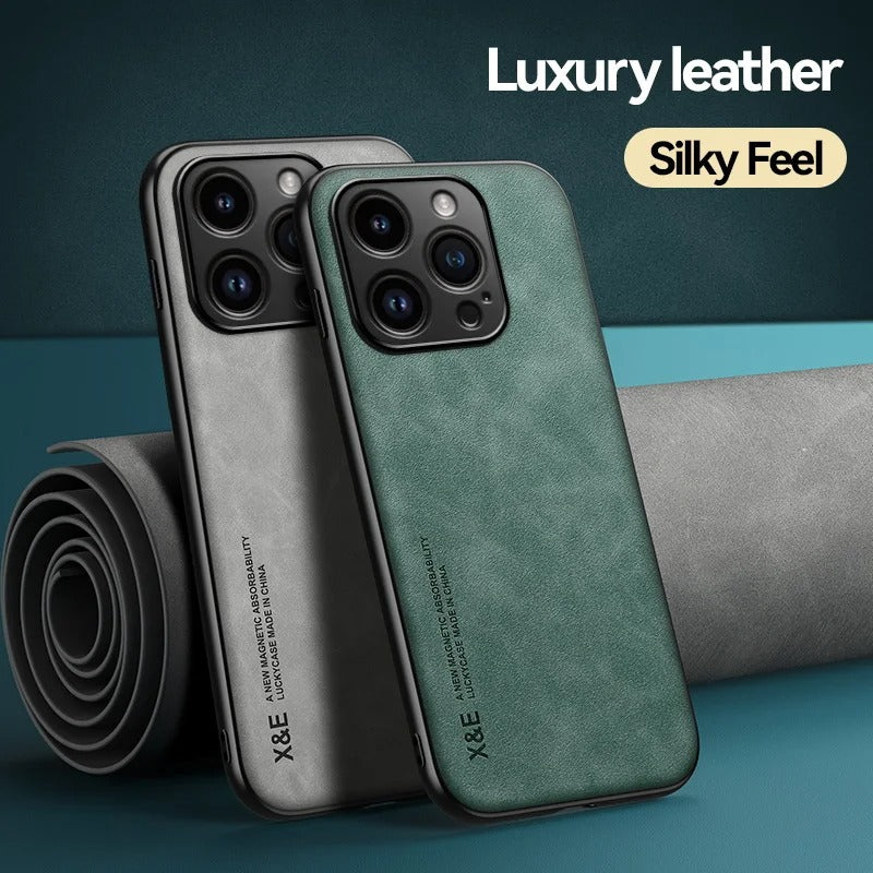 Luxury iPhone Case — Magnetic Sheepskin Leather Soft Bumper Cover with Shockproof Matte Anti-Fingerprint Design & Non-Slip Dustproof Protection
