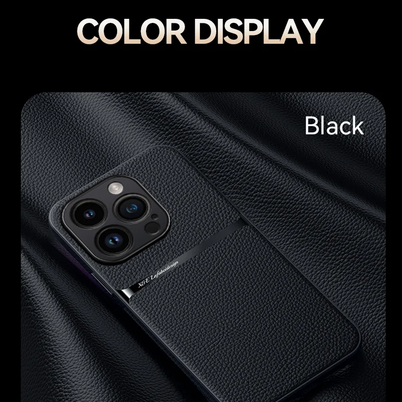 Luxury iPhone Case — Magnetic Soft Leather Back Cover with Car-Mount Holder Support, Shockproof Anti-Fingerprint Design & Slim Half-Wrapped Style