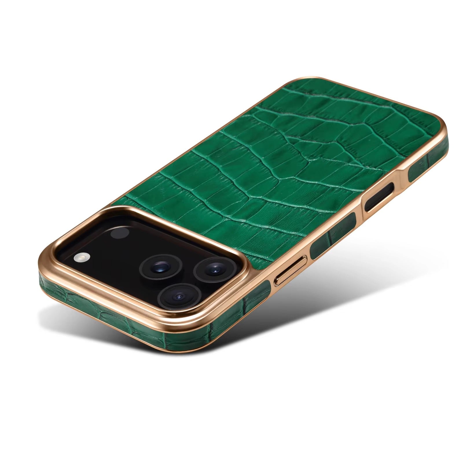 Luxury iPhone Case — Magnetic, Anti-Fingerprint, Anti-Scratch Half-Wrapped Leather Cover with Crocodile-Texture Design and Protective Back Shell