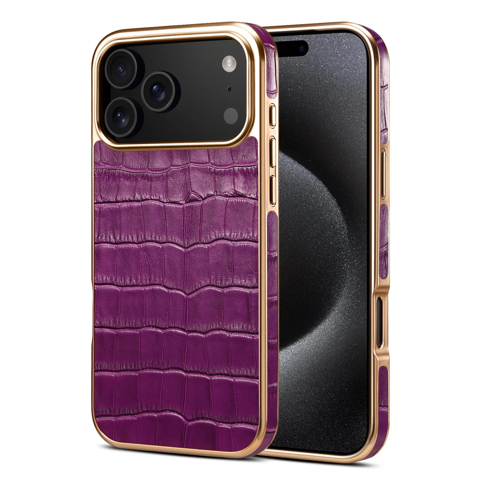 Luxury iPhone Case — Magnetic, Anti-Fingerprint, Anti-Scratch Half-Wrapped Leather Cover with Crocodile-Texture Design and Protective Back Shell