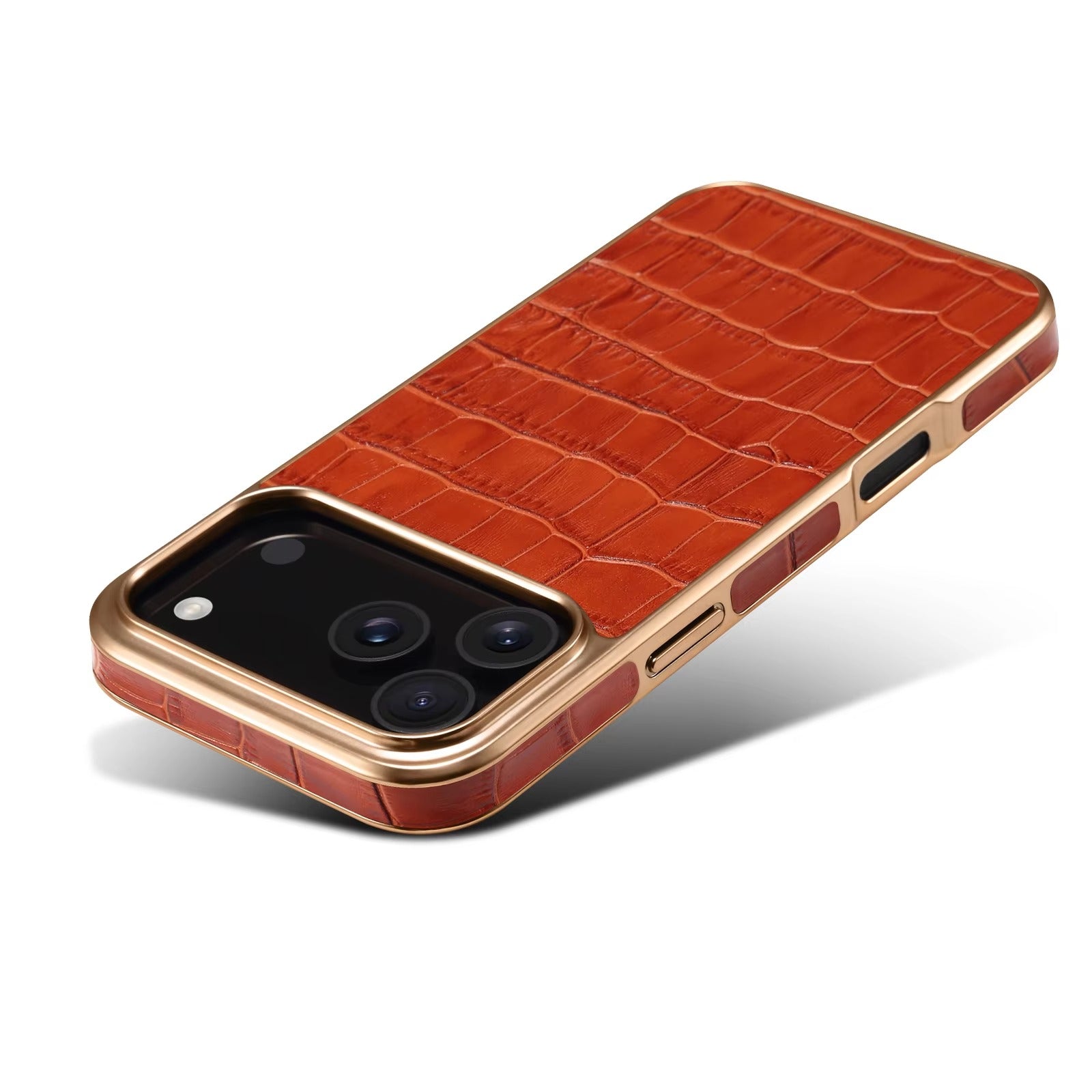 Luxury iPhone Case — Magnetic, Anti-Fingerprint, Anti-Scratch Half-Wrapped Leather Cover with Crocodile-Texture Design and Protective Back Shell