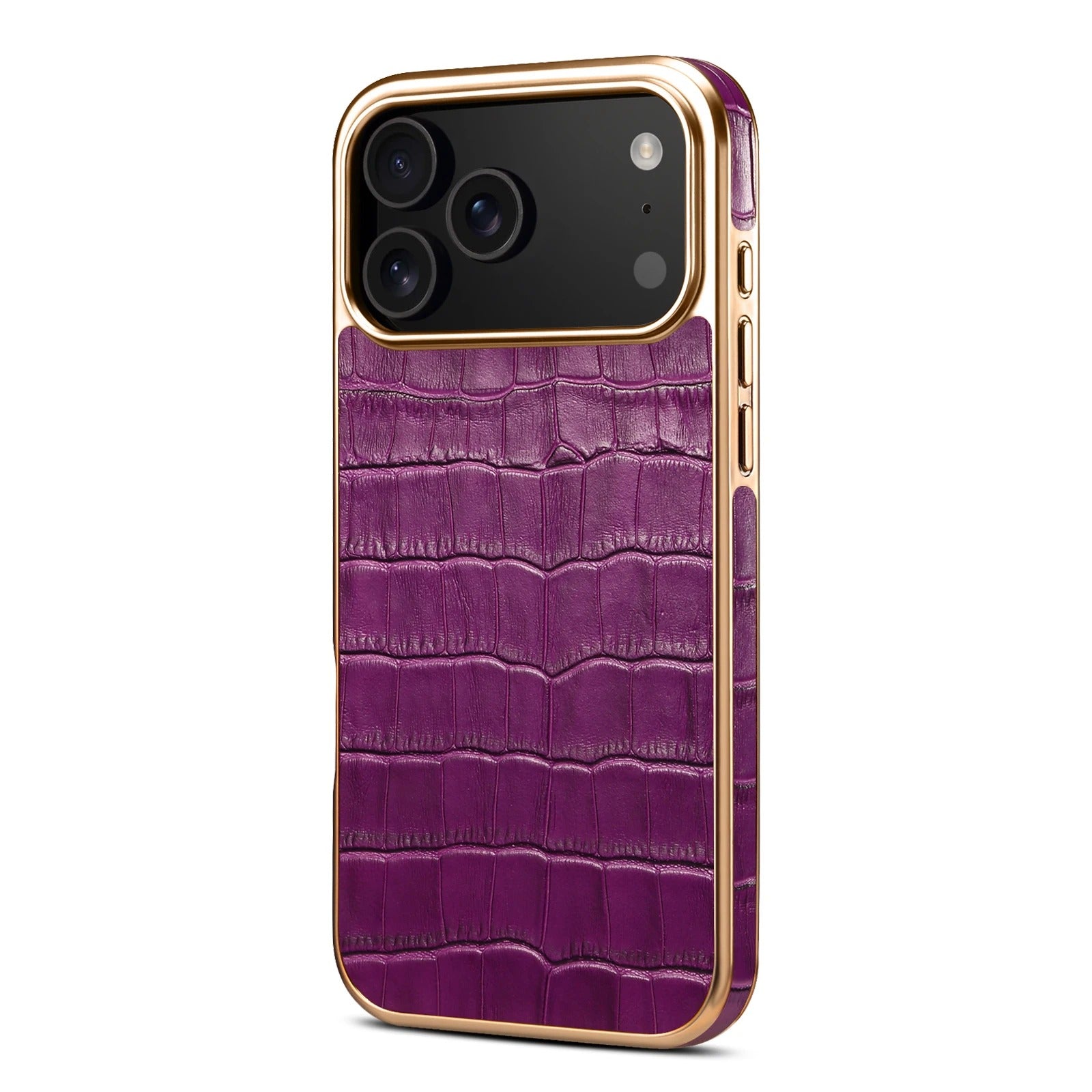 Luxury iPhone Case — Magnetic, Anti-Fingerprint, Anti-Scratch Half-Wrapped Leather Cover with Crocodile-Texture Design and Protective Back Shell