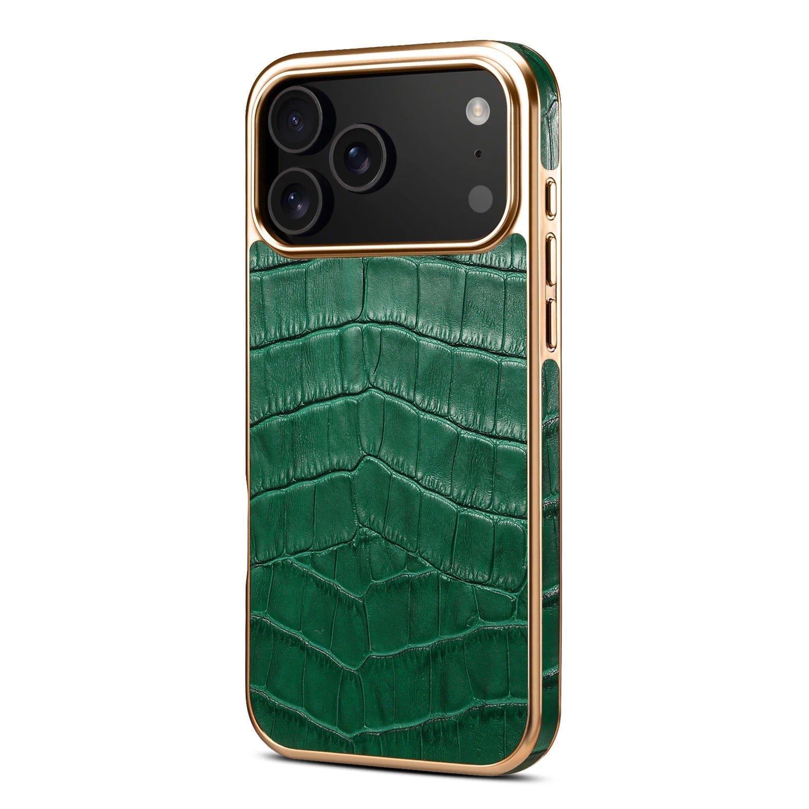 Luxury iPhone Case — Magnetic, Anti-Fingerprint, Anti-Scratch Half-Wrapped Leather Cover with Crocodile-Texture Design and Protective Back Shell