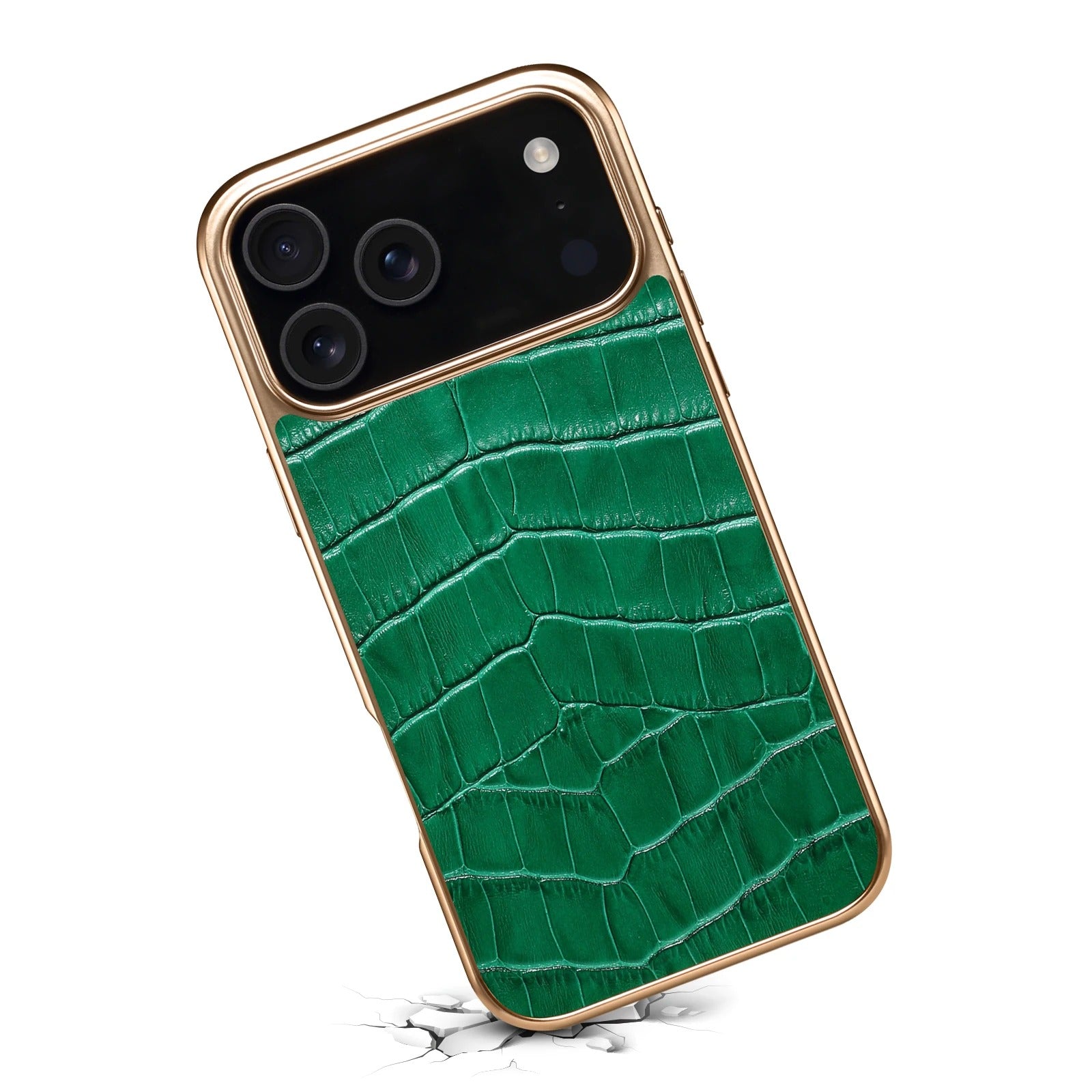 Luxury iPhone Case — Magnetic, Anti-Fingerprint, Anti-Scratch Half-Wrapped Leather Cover with Crocodile-Texture Design and Protective Back Shell