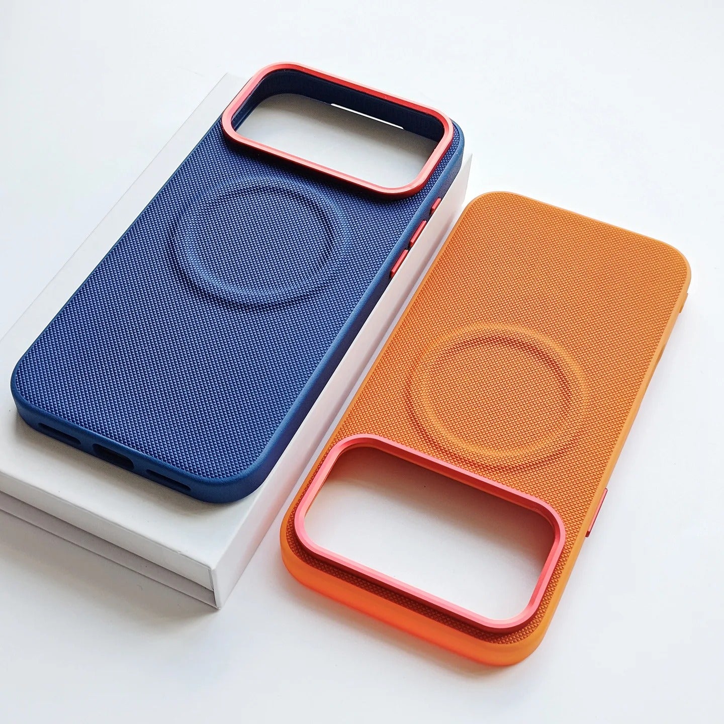 Luxury iPhone Case — Magnetic, Shockproof Leather Cover with Diamond-Texture Grain, Individual Buttons and MagSafe Wireless Charging Support