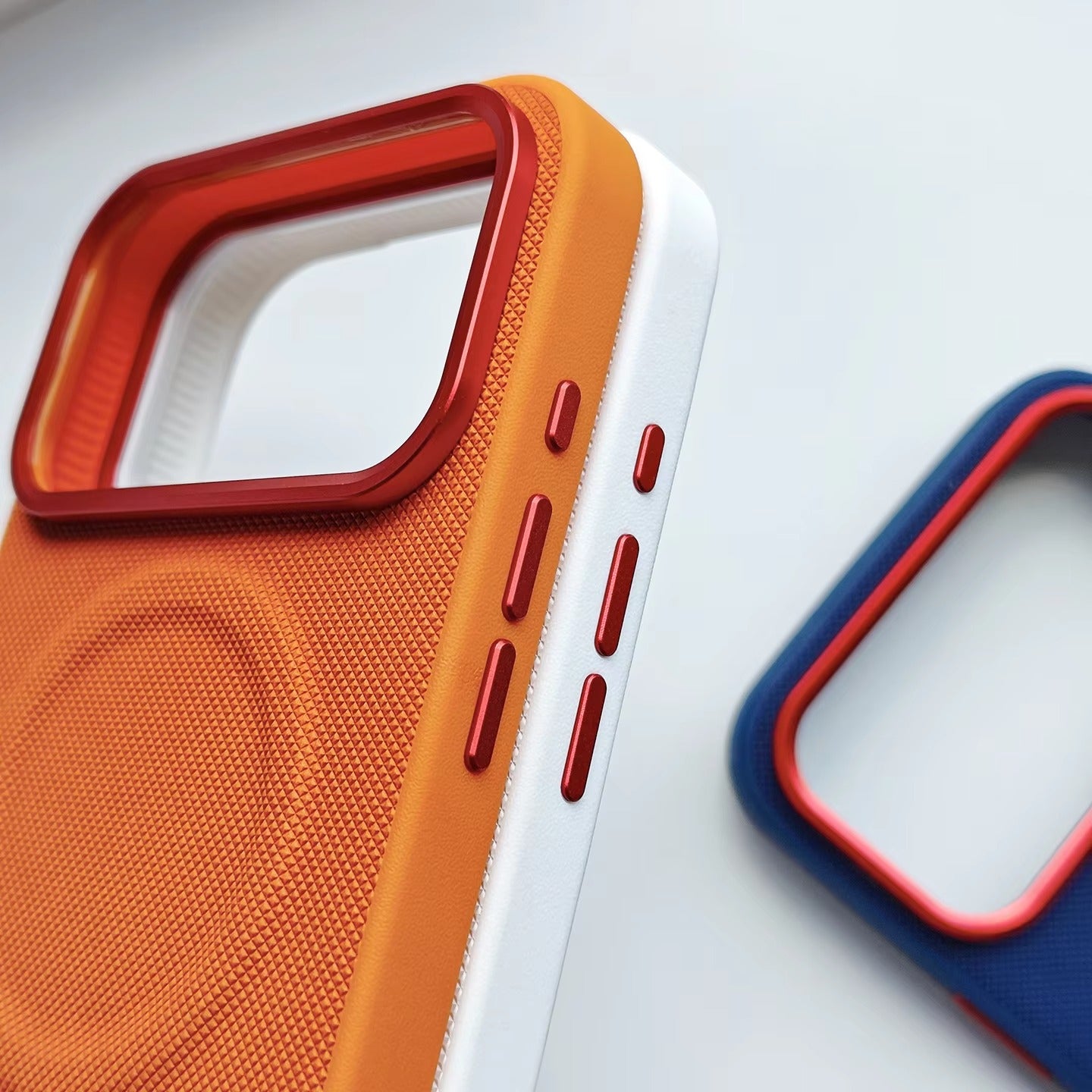 Luxury iPhone Case — Magnetic, Shockproof Leather Cover with Diamond-Texture Grain, Individual Buttons and MagSafe Wireless Charging Support