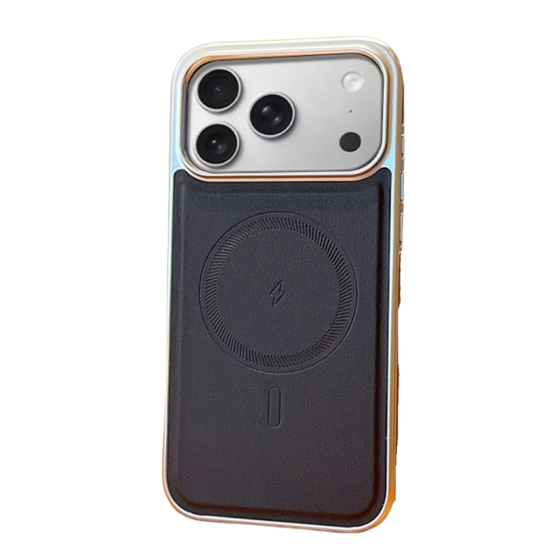 Luxury iPhone Case — Magnetic, Shockproof Leather Cover with Plating Frame, Original Business Design and MagSafe Wireless Charging Support