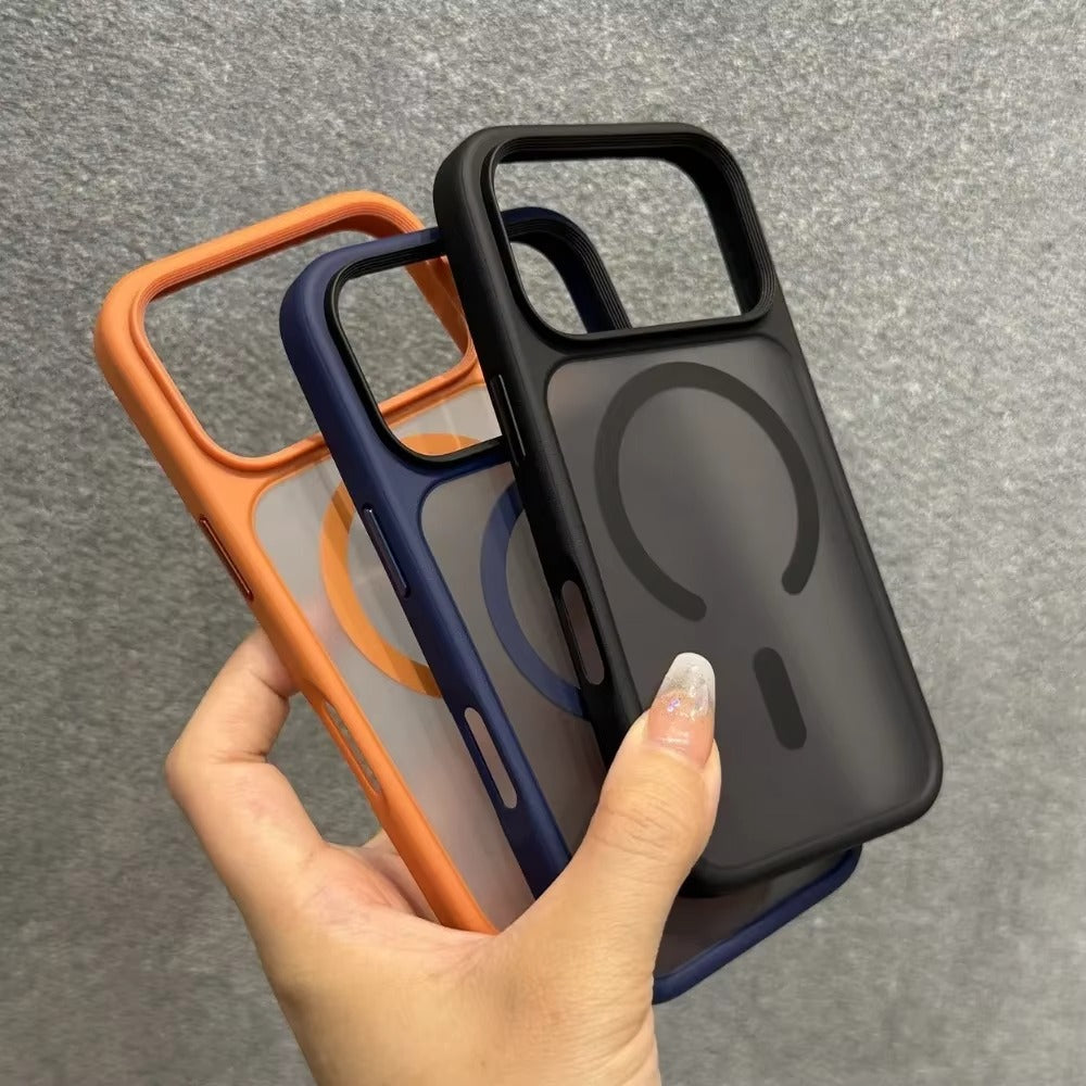 Luxury iPhone Case — Magnetic, Shockproof, Anti-Fingerprint, Anti-Scratch, Dustproof Lightweight Matte Translucent Half-Wrapped Cover with Camera Control Button
