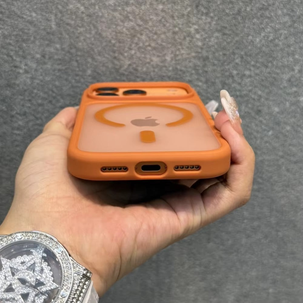 Luxury iPhone Case — Magnetic, Shockproof, Anti-Fingerprint, Anti-Scratch, Dustproof Lightweight Matte Translucent Half-Wrapped Cover with Camera Control Button