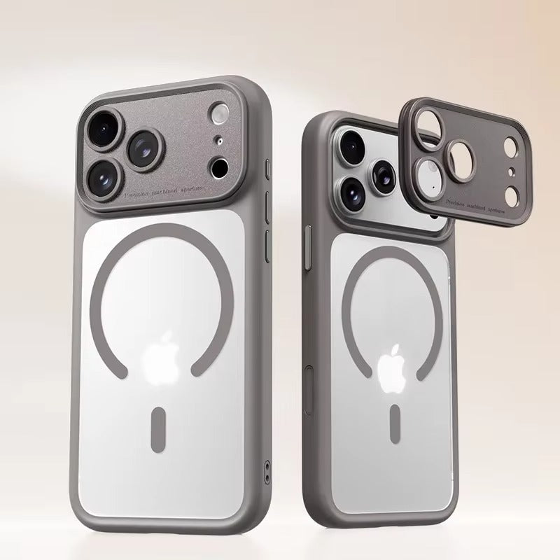 Luxury iPhone Case — Magnetic, Shockproof, Anti-Fingerprint, Anti-Scratch, Dustproof Matte Anti-Glare Transparent Half-Wrapped Cover with Disassembly Lens Protection