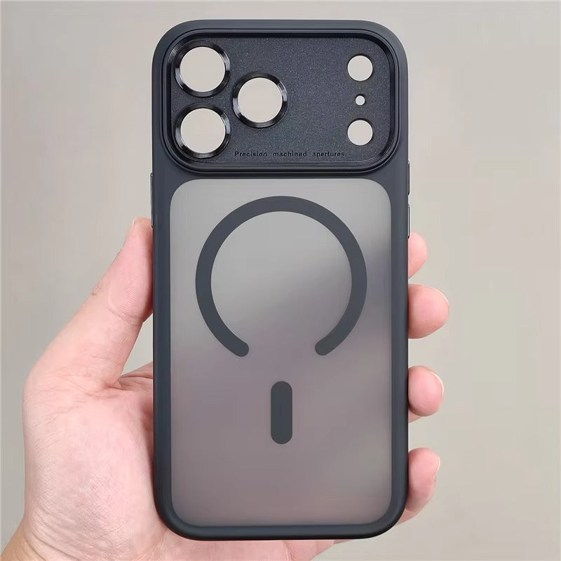 Luxury iPhone Case — Magnetic, Shockproof, Anti-Fingerprint, Anti-Scratch, Dustproof Matte Anti-Glare Transparent Half-Wrapped Cover with Disassembly Lens Protection
