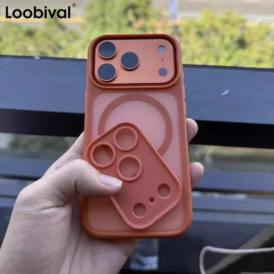 Luxury iPhone Case — Magnetic, Shockproof, Anti-Fingerprint, Anti-Scratch, Dustproof Matte Anti-Glare Transparent Half-Wrapped Cover with Disassembly Lens Protection