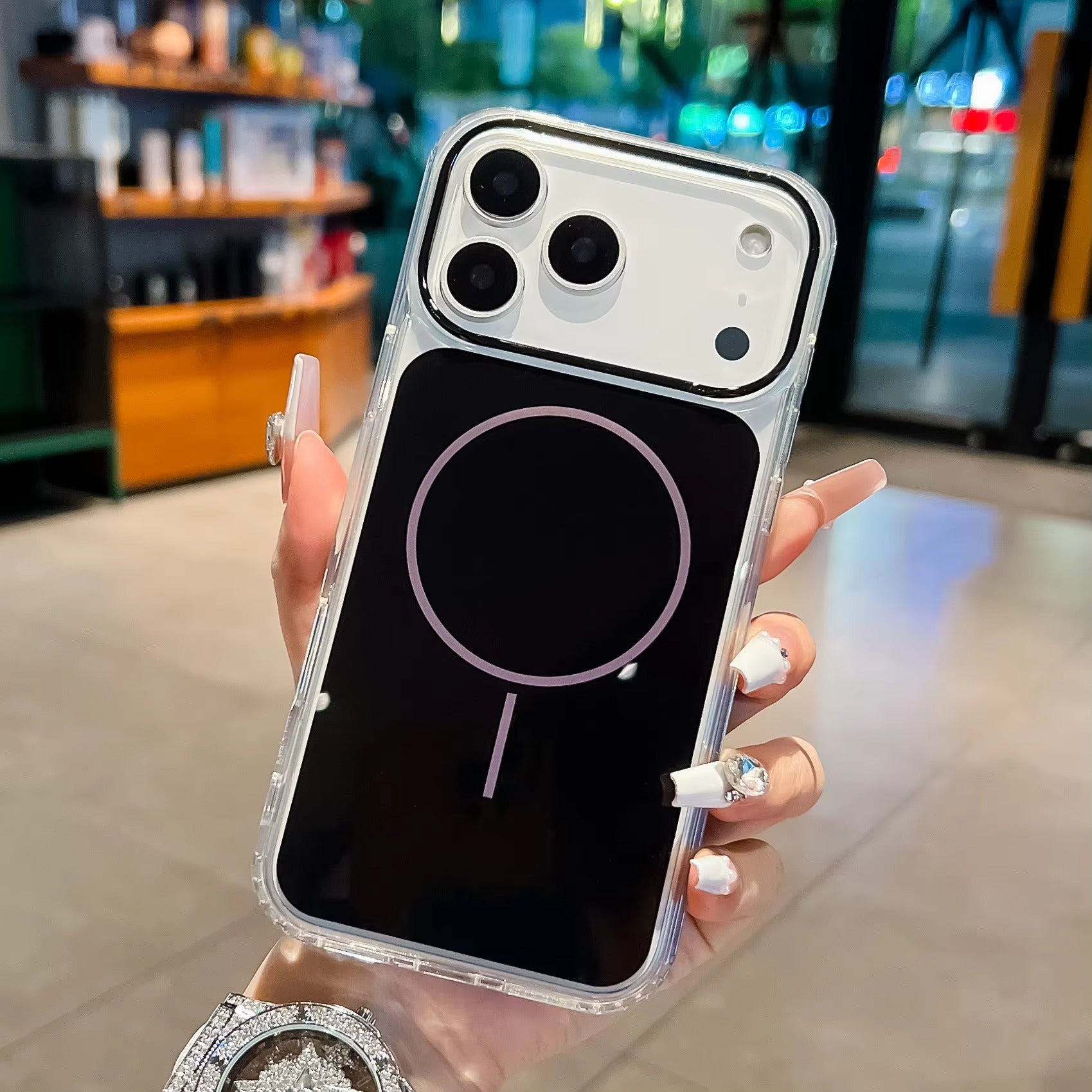 Luxury iPhone Case — Magnetic, Shockproof, Anti-Fingerprint, Anti-Slip Dustproof Back Cover with Color-Blocking Design, Airbag Protection and MagSafe Wireless Charging Support