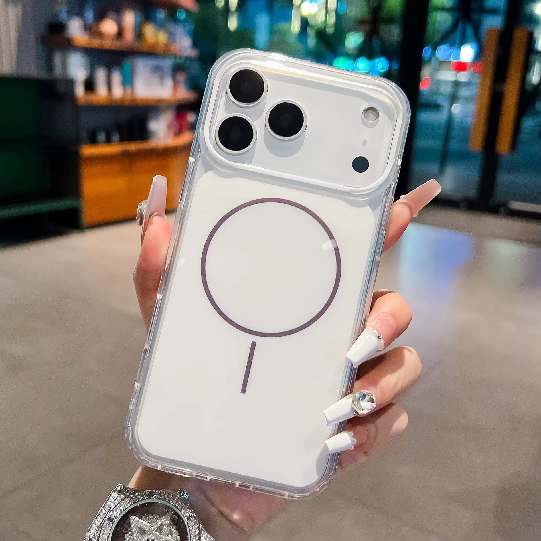 Luxury iPhone Case — Magnetic, Shockproof, Anti-Fingerprint, Anti-Slip Dustproof Back Cover with Color-Blocking Design, Airbag Protection and MagSafe Wireless Charging Support