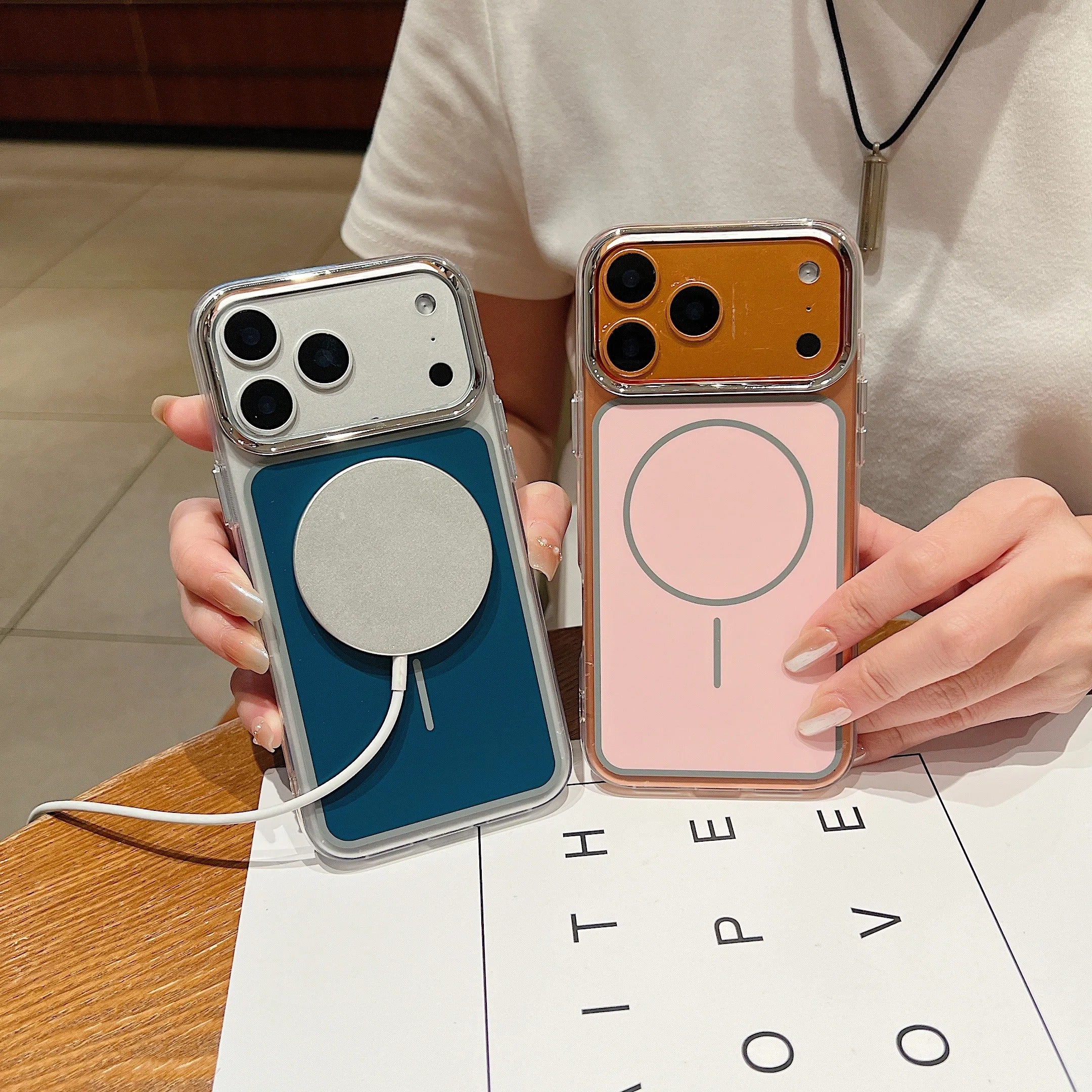 Luxury iPhone Case — Magnetic, Shockproof, Anti-Fingerprint, Anti-Slip Dustproof Back Cover with Color-Blocking Design, Airbag Protection and MagSafe Wireless Charging Support