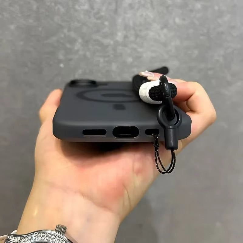 Luxury iPhone Case — Magsafe Candy Color Contrast Design, Matte Soft Cover with Hand Wrist Strap, Magnetic, Anti-Fingerprint, Anti-Scratch, Dustproof