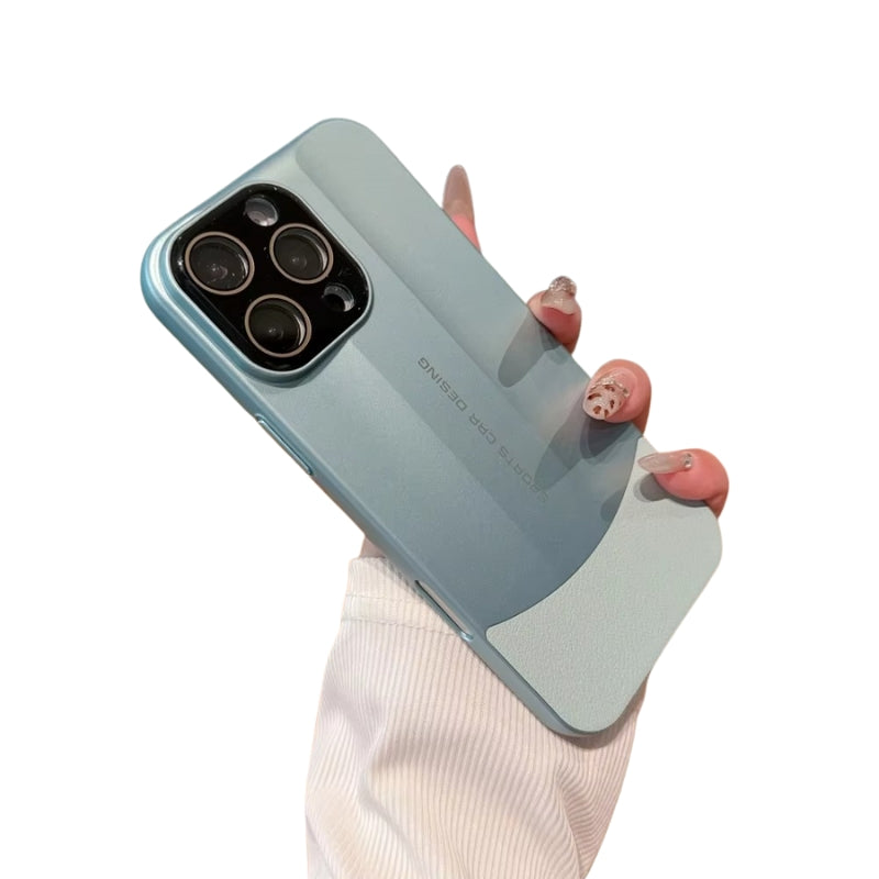 Luxury iPhone Case — Matte Leather Hard Shell Cover with Lens Protection, Anti-Fingerprint Anti-Scratch Lightweight Design & Non-Slip Half-Wrapped Finish